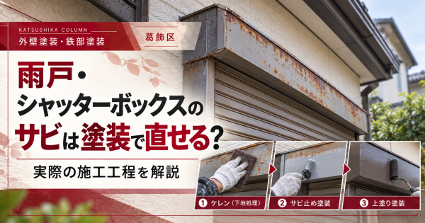 葛飾区の外壁塗装|雨戸・シャッターボックスのサビは塗装で直せる?実際の施工工程を解説
